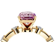 Solitaire Engagement Ring Setting for Fancy Pink Radiant Cut Center with Bezel Station Band and Prong Head in Yellow Gold