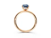 Hidden Halo Engagement Ring Setting for Fancy Blue Radiant Cut Center with Thin Rounded Band and Prong Head in Rose Gold