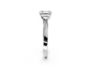 Side Accent Engagement Ring Setting for Asscher Cut Center with Accent Shoulders and Prong Head in Sterling Silver