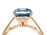 Solitaire Engagement Ring Setting for Fancy Blue Asscher Cut Center with Tapered Split Shoulders and Prong Head in Rose Gold
