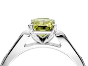 Solitaire Engagement Ring Setting for Fancy Yellow Emerald Cut Center with Channel Accents and Prong Head in Platinum