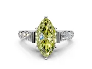 Solitaire Engagement Ring Setting for Fancy Yellow Marquise Center with Pave Cathedral Shoulders and Prong Head in Sterling Silver