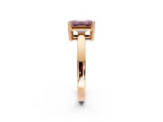 Solitaire Engagement Ring Setting for Fancy Pink Emerald Cut Center with Plain Band and Flat Tab Prong Head in Rose Gold