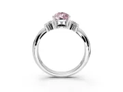 Solitaire Engagement Ring Setting for Fancy Pink Pear-Shaped Center with Grooved Bar Accent Band and Prong Head in Sterling Silver