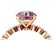 Solitaire Engagement Ring Setting for Fancy Pink Round Cut Center with Bezel-Dot Beaded Band and Prong Head in Rose Gold