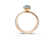 Solitaire Engagement Ring Setting for Fancy Blue Marquise Center with Shared-Prong Accents and Prong Head in Rose Gold
