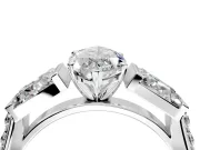 Channel-Set Engagement Ring Setting for Marquise Center with Baguette Band and Prong Head in Sterling Silver