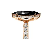 Hidden Halo Engagement Ring Setting for Fancy Black Marquise Center with Pave Band and Prong Head in Rose Gold