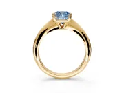 Solitaire Engagement Ring Setting for Fancy Blue Cushion Cut Center with Reverse Tapered Band and Prong Head in Yellow Gold