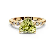 Solitaire Engagement Ring Setting for Fancy Yellow Heart-Shaped Center with Bezel-Dot Beaded Band and Prong Head in Yellow Gold