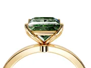 Solitaire Engagement Ring Setting for Fancy Green Princess Cut Center with Thin Rounded Plain Band and Prong Head in Yellow Gold