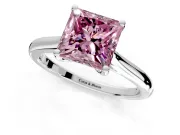 Solitaire Engagement Ring Setting for Fancy Pink Princess Cut Center with Narrow Cathedral Band and Prong Head in Sterling Silver