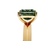 Solitaire Engagement Ring Setting for Fancy Green Asscher Cut Center with Wide Knife Ridge Band and Prong Head in Yellow Gold