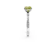 Solitaire Engagement Ring Setting for Fancy Yellow Cushion Cut Center with Pave Accents and Prong Head in Platinum