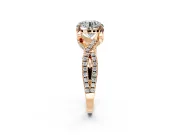 Solitaire Engagement Ring Setting for Round Cut Center with Narrow Twist Pave Band and Prong Head in Rose Gold