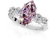 5 Stone Engagement Ring Setting for Fancy Pink Marquise Center with Equal Close-Set Accents and Prong Head in Platinum