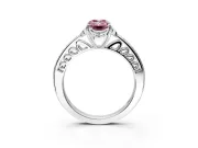 Floral Engagement Ring Setting for Fancy Pink Emerald Cut Center with Four Accent Clusters and Prong Head in Sterling Silver