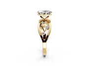Solitaire Engagement Ring Setting for Oval Center with Criss-Cross Accent Band and Prong Head in Yellow Gold