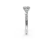 Cluster Engagement Ring Setting for Cushion Cut Center with Round Cut Accent Band and Prong Head in White Gold