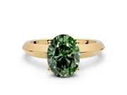 Solitaire Engagement Ring Setting for Fancy Green Oval Center with Wide Knife Ridge Band and Prong Head in Yellow Gold