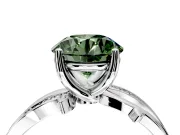Solitaire Engagement Ring Setting for Fancy Green Round Cut Center with Pave and Plain Crossover Band and Prong Head in Sterling Silver