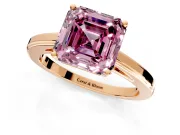 Solitaire Engagement Ring Setting for Fancy Pink Asscher Cut Center with Flat-Sided Plain Band and Prong Head in Rose Gold