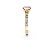 Solitaire Engagement Ring Setting for Fancy Pink Radiant Cut Center with Large Accents and Prong Head in Yellow Gold