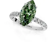 Open Basket Engagement Ring Setting for Fancy Green Marquise Center with Pave Band and Prong Head in Sterling Silver