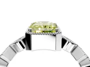 Milgrain Bezel Engagement Ring Setting for Fancy Yellow Radiant Cut Center with Marquise Stations and Bezel Head in Sterling Silver