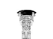 Solitaire Engagement Ring Setting for Fancy Black Oval Center with Filigree Band and Prong Head in Platinum