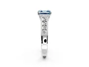 Solitaire Engagement Ring Setting for Fancy Blue Asscher Cut Center with Round Cut Channel Band and Prong Head in Platinum