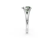 Solitaire Engagement Ring Setting for Fancy Green Heart-Shaped Center with V Split Shank and Bezel Head in Sterling Silver