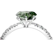 Solitaire Engagement Ring Setting for Fancy Green Heart-Shaped Center with Large Accent Band and Prong Head in Platinum