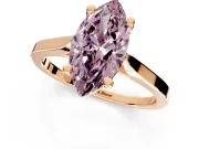 Solitaire Engagement Ring Setting for Fancy Pink Marquise Center with Tapered Shoulders and Prong Head in Rose Gold