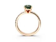 Solitaire Engagement Ring Setting for Fancy Green Radiant Cut Center with Large Accents and Prong Head in Rose Gold