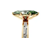 Solitaire Engagement Ring Setting for Fancy Green Marquise Center with Channel Baguette Band and Prong Head in Yellow Gold