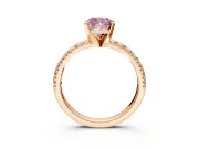Solitaire Engagement Ring Setting for Fancy Pink Cushion Cut Center with Large Accents and Prong Head in Rose Gold