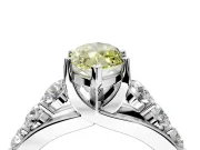 Solitaire Engagement Ring Setting for Fancy Yellow Marquise Center with Graduated Shared Prongs and Prong Head in Sterling Silver