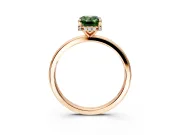 Hidden Halo Engagement Ring Setting for Fancy Green Emerald Cut Center with Plain Band and Tall Prong Head in Rose Gold