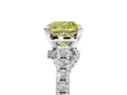 Solitaire Engagement Ring Setting for Fancy Yellow Cushion Cut Center with Crossover Accents and Prong Head in Platinum