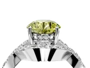 Halo Engagement Ring Setting for Fancy Yellow Round Cut Center with Pave Infinity Twist Band and Prong Head in Platinum