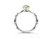 Solitaire Engagement Ring Setting for Fancy Yellow Pear-Shaped Center with Bamboo Band and Prong Head in White Gold