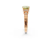 Solitaire Engagement Ring Setting for Fancy Yellow Princess Cut Center with Filigree Band and Prong Head in Rose Gold