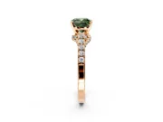 Solitaire Engagement Ring Setting for Fancy Green Cushion Cut Center with Crossover Accents and Prong Head in Rose Gold