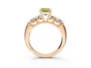 5 Stone Engagement Ring Setting for Fancy Yellow Emerald Cut Center with Graduated Accents and Prong Head in Rose Gold