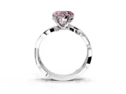 Solitaire Engagement Ring Setting for Fancy Pink Heart-Shaped Center with Pave and Plain Crossover Band and Prong Head in Platinum