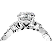 Leaf Motif Engagement Ring Setting for Oval Center with Pave Band and Prong Head in Platinum