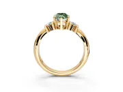 Solitaire Engagement Ring Setting for Fancy Green Marquise Center with Grooved Bar Accent Band and Prong Head in Yellow Gold