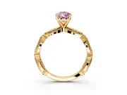 Solitaire Engagement Ring Setting for Fancy Pink Pear-Shaped Center with Marquise Panel Band and Prong Head in Yellow Gold
