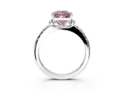 Paired Accent Engagement Ring Setting for Fancy Pink Princess Cut Center with Pave Band and Prong Head in Platinum